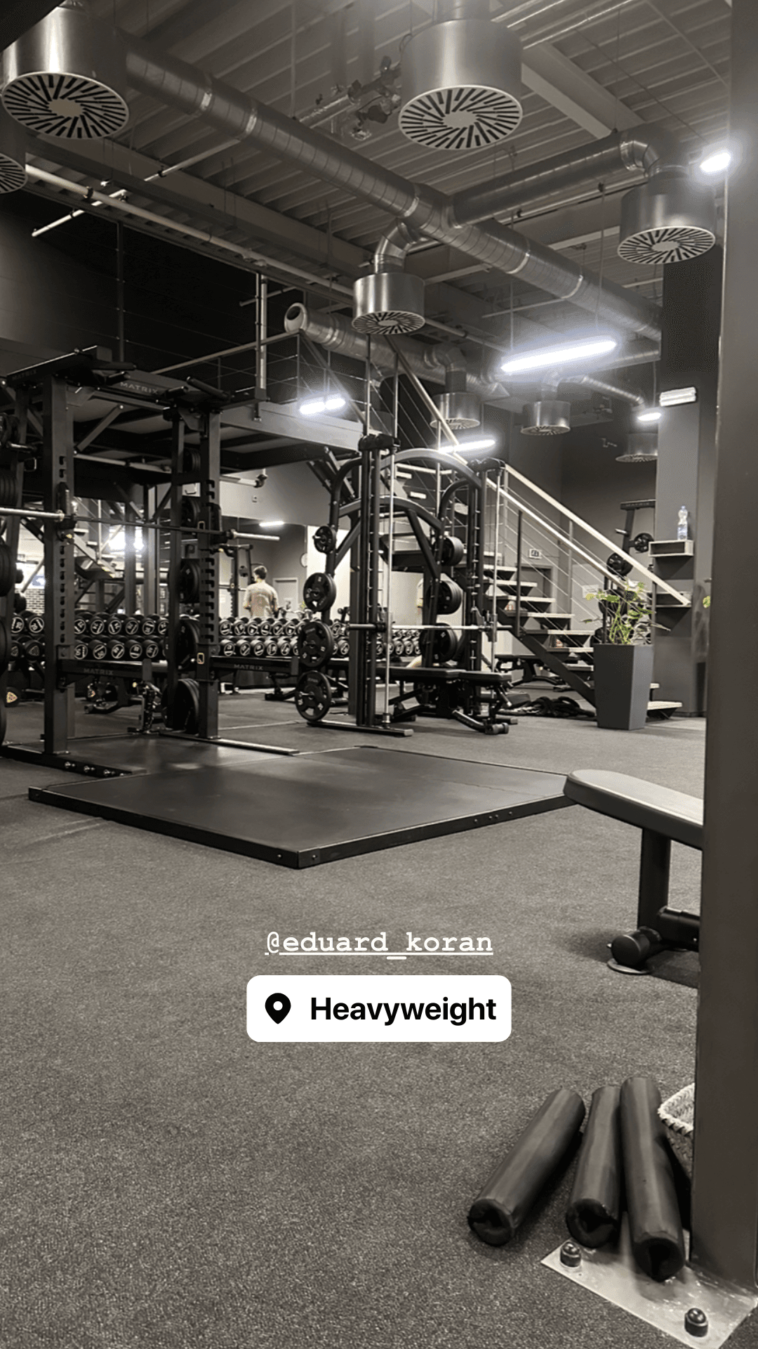 Gym floor and equipment at Heavyweight shared on Instagram