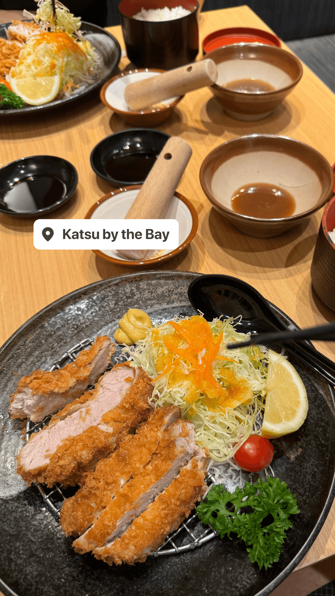 Tonkatsu pork cutlet with dipping sauces at Katsu by the Bay